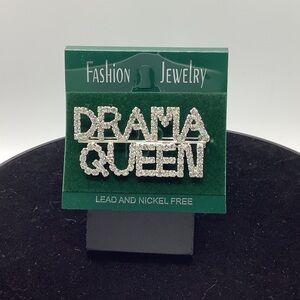 Fashion Jewelry Sparkling Silver Drama Queen Brooch